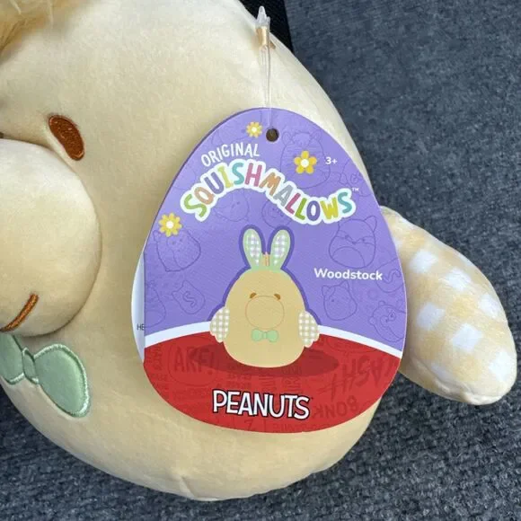 NEW Squishmallows Peanuts 2025 Woodstock W/ Bunny Ears Easter-Spring 8" Plush - Picture 5 of 6